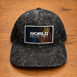 World Industries Hat Mens Snapback Gray Acid Wash Wet Willy Flame Boy Skater Y2K